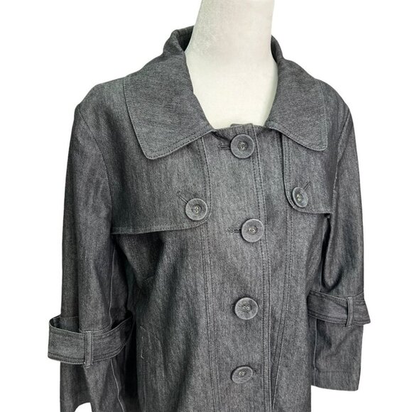 SANDRO Black Cotton Denim Cropped Burron Front Jacket Size M - Picture 9 of 9